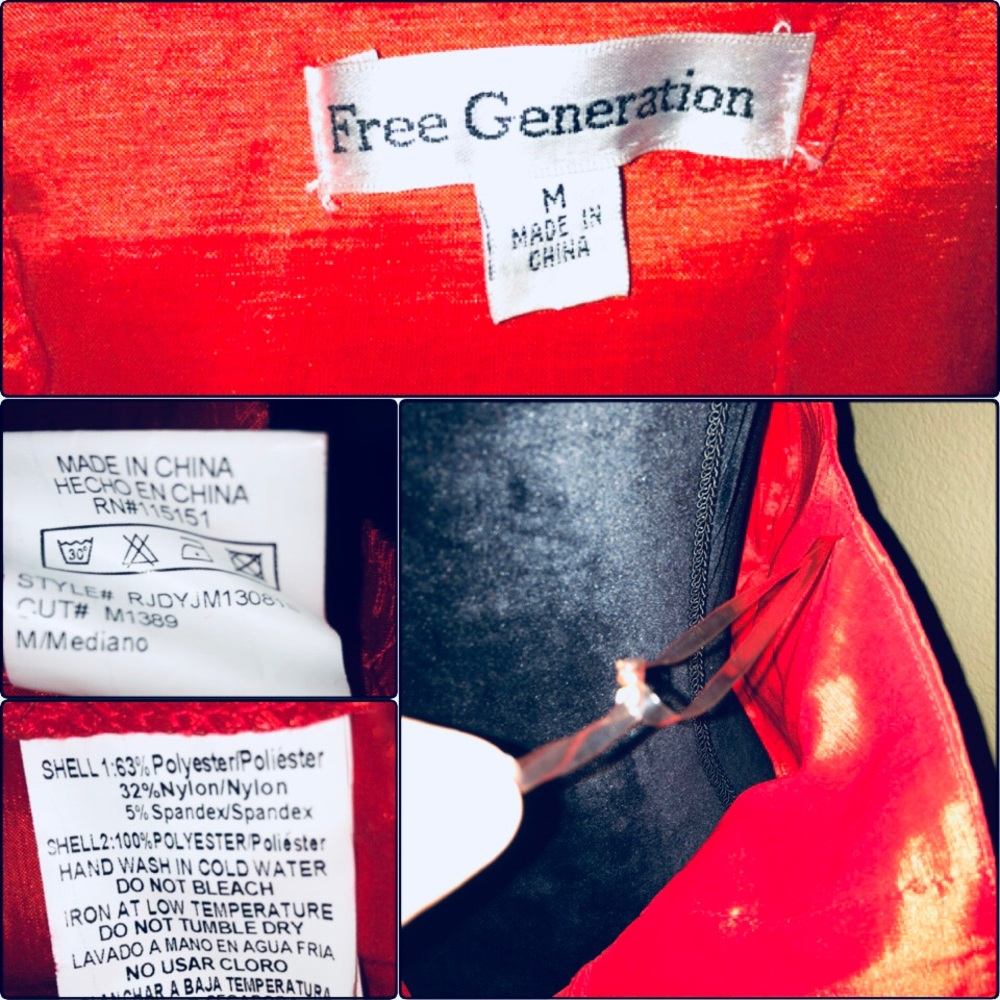 Free Generation Strapless Red Rosette Mini Dress - image 7